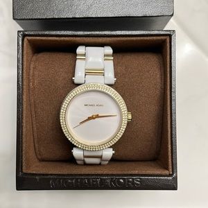 Michael Kors white and gold watch women’s